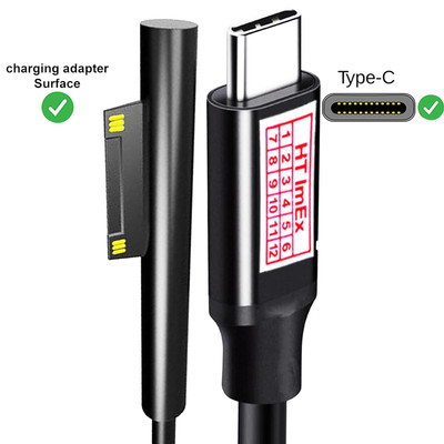 USB C male Power Supply Charger Charging Cable Cord for Surface Pro 7/6/54/3