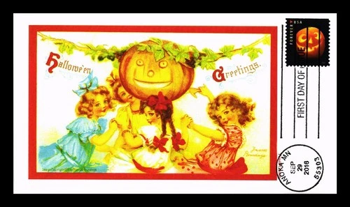 DR JIM STAMPS US COVER HALLOWEEN JACK O LANTERNS FIRST DAY ISSUE PANDA CACHET