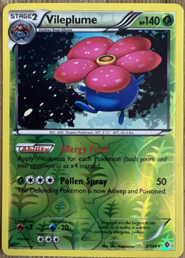 Pokemon - Vileplume - 3/149 - Rare Reverse Holo - Boundaries Crossed - NM/M