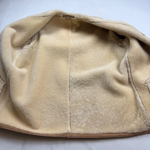 Vintage 70s Norm Thompson Mens 40 Shearling Sheepskin Coat Tan Suede Jacket image 4