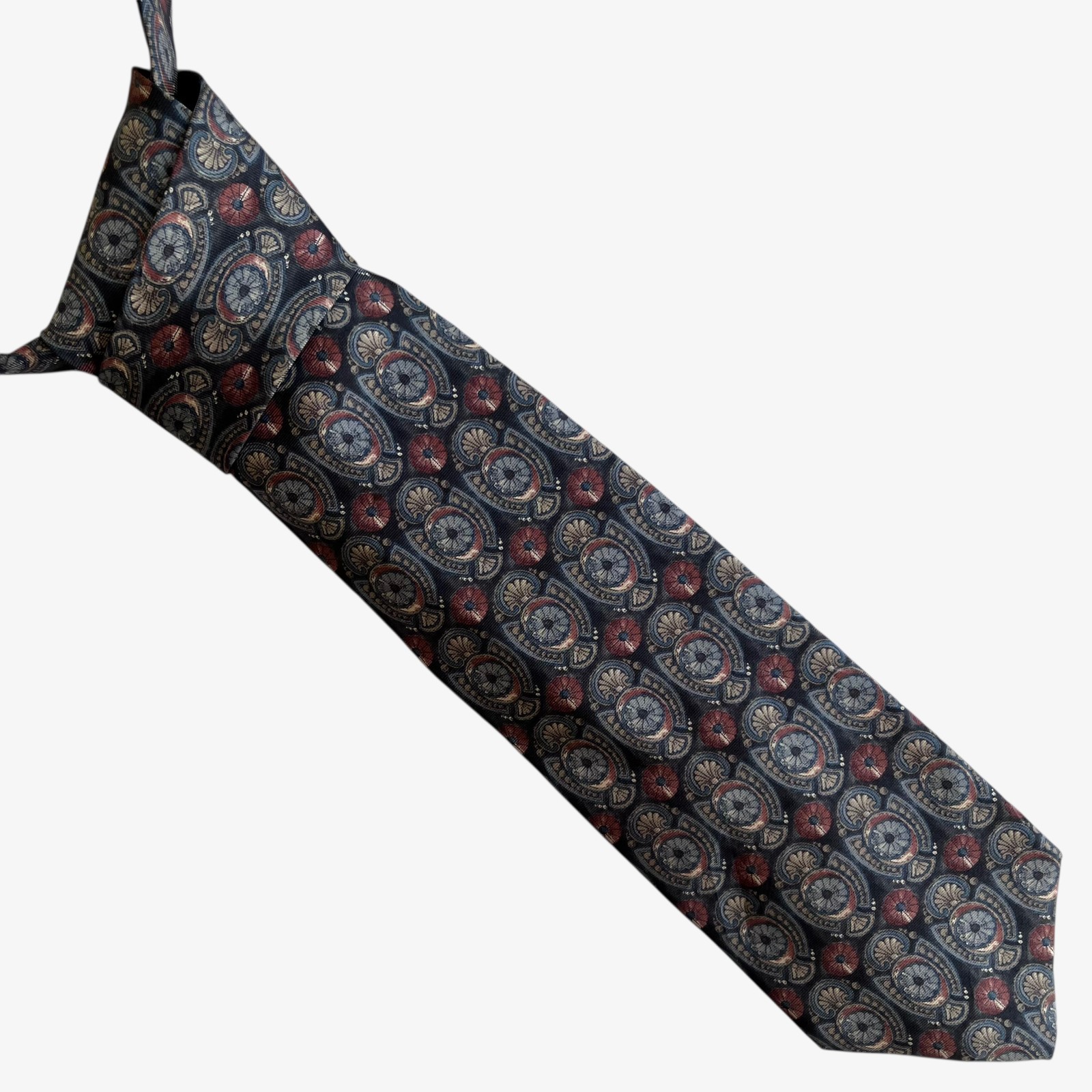 Vintage 90s Van Heusen 417 Geometric Art Deco Print Silk Tie, Abstract Retro