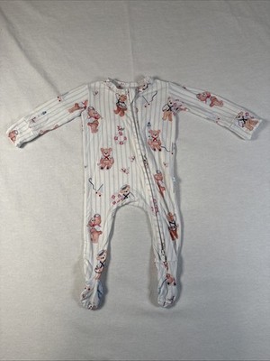 Posh Peanut One Piece New Born Blue Strips Sailor Bears Nautical Zippy Pajama NB