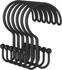 Black Shower Curtain Hooks Ring, 12 Pcs Double Sided Shower Hooks, Rust Proof Me