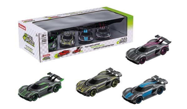 Carrera, 4Er-Pack Hypersportwagen (Friktionsantrieb) – Grau, GrüN, Gelb, Blau...-image