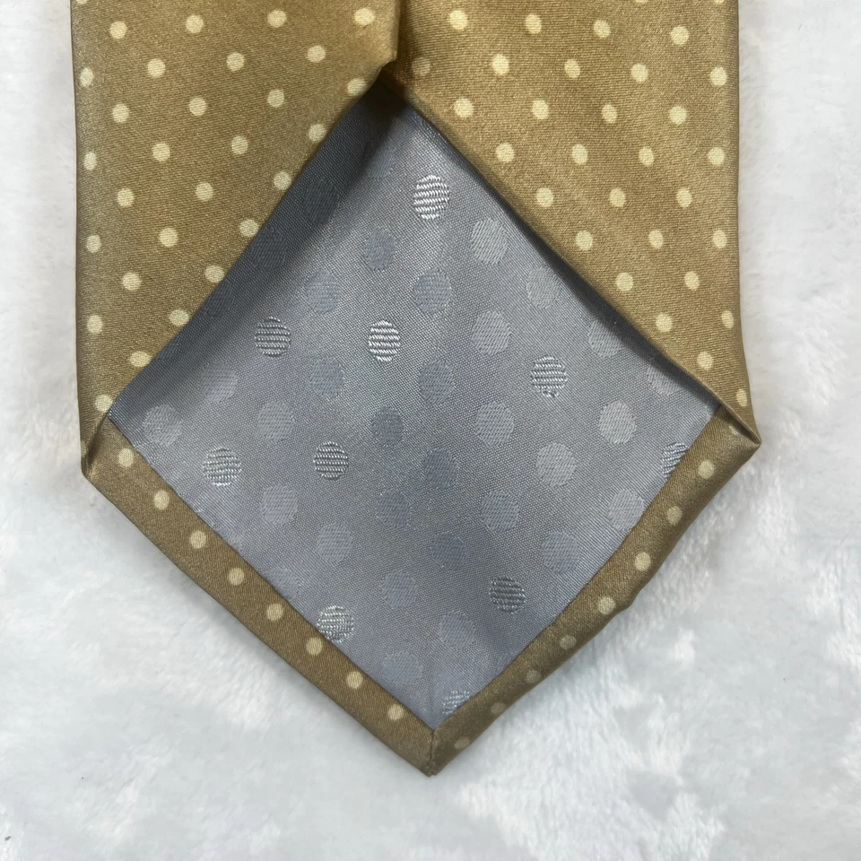 Corbata Portafolio Perry Ellis Oro Seda Tejido Lunares Foto 4 de 4