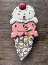 Allen design Scoops ice Cream Wall Clock Missing Pendulum RARE Kitch Quirky