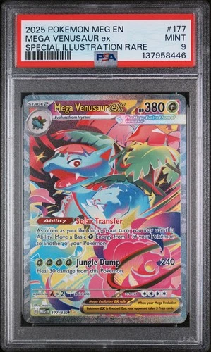 2025 POKEMON MEGA EVOLUTION #177/132 VENUSAUR EX SPECIAL ILLUSTRATION RARE PSA 9