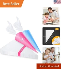 100 Count Tipless Non-Slip Piping Bags - Extra Thick for Effortless Cake Design