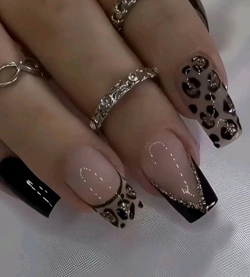  Kunstnägel Leopard    Selbstklebend 24Stück Nails künstliche Fingernäge Set