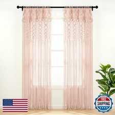 Lush Decor Boho Macrame Textured Cotton Window Curtain Panel 40" W x 84" L Blush