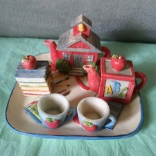 Vintage Mini ABC Resin Tea Set With Adorable Apple Theme