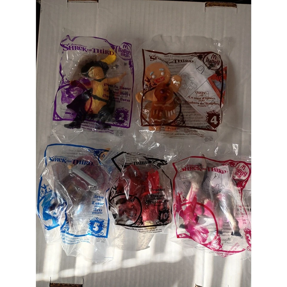 Shrek "The Third" Happy Meal Toys McDonalds 2007 Juego Completo de 10 Nuevo en Caja Foto 2 de 4