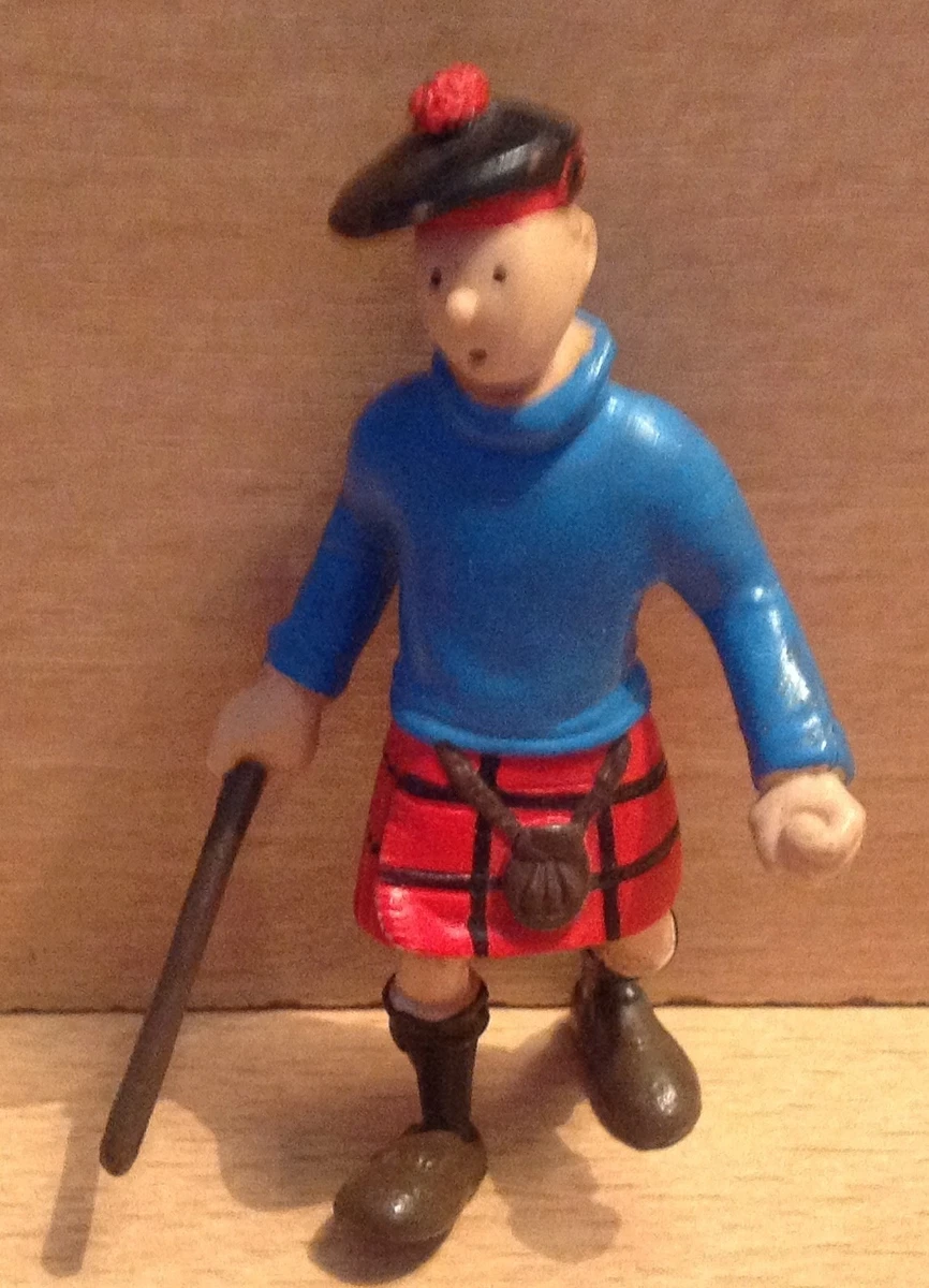 FIGURINE PVC PLASTOY TINTIN KUIFJE HERGE 1994 SCOT EN TENUE ESSOSSAIS ILE NOIRE