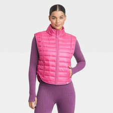 JoyLab Women's Quilted Puffer Vest Pink Size Small