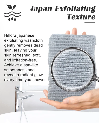 Exfoliating Shower Towel - Japanese Exfoliating Washcloth for Body & Face, Du... - Imagen 4 de 7