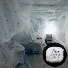 1000 Sqft Spider Webs Halloween Decorations with 50 Extra Fake Spiders, Super St