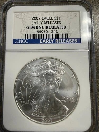 2007 NGC Gem Uncirculated Silver Eagle Dollar, Early Release
