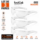 Lot of 3 BOLLÉ GO2 Colorless EN166 PLATINUM Anti-Fog Anti-Scratch Glasses