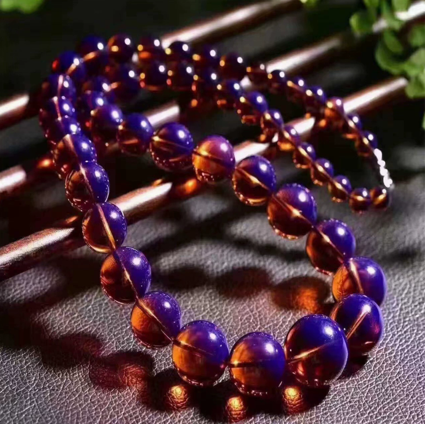 Natural Dominican Purple Amber Necklace with 10-20mm Certified Beads