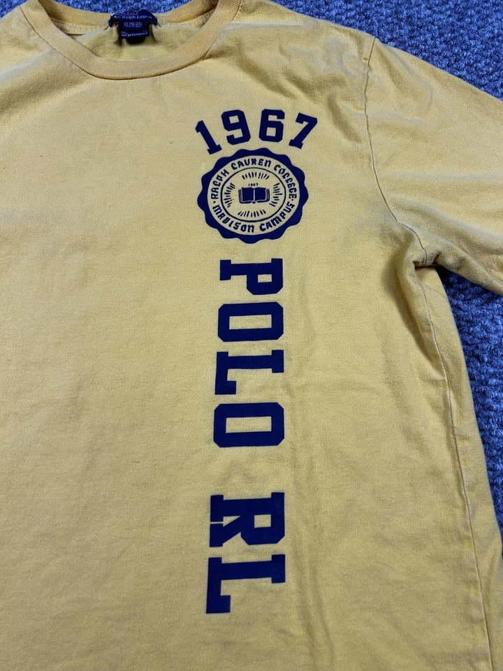 Ralph Lauren Polo Shirt Boys XL Yellow 1967 Graphic Tee Short Sleeve Casual - Image 2 of 4
