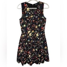 Gap Womens Fit and Flare Dress Black Multicolored Abstract Size 2 Pocket