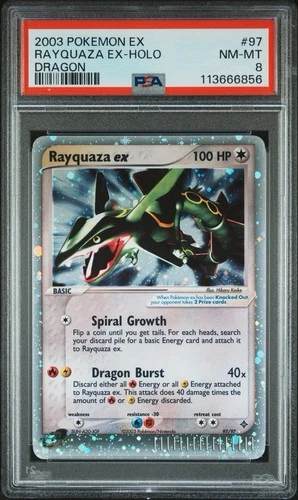 2003 POKEMON EX DRAGON #97 RAYQUAZA EX-HOLO PSA 8