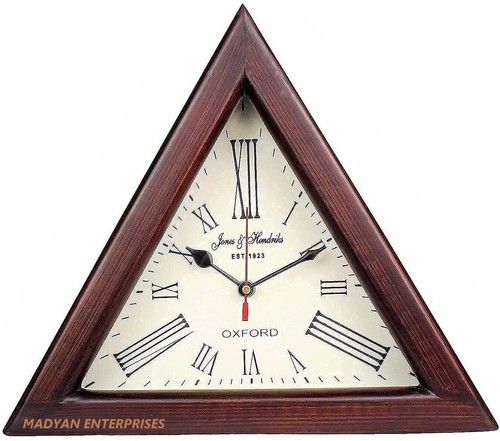 Triangle Wooden Clock 12 inches Roman Wooden Triangle Wall Clock Wall Decorative - Picture 1 of 8