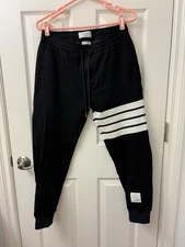 Thom Browne Men's Classic Drawstring Sweatpants with Stripe Detail Smal