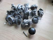 Lot of 30 Black Drawer Pulls Cabinet Knobs 1-3/16" 30mm with Screws H22CE