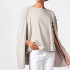 NWT Kal Rieman Women’s XS Khaki Cape Sweatshirt Sophisticated Elegant Designer