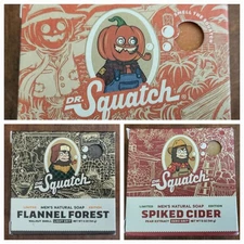 Dr Squatch - Soap 3 Pack - SPIKED CIDER, FLANNEL FOREST, DRUNK'N PUMPKIN ~🍁FALL