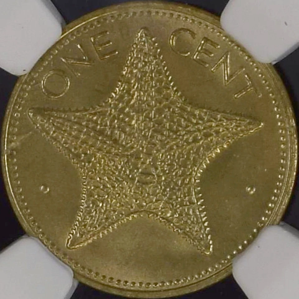 BAHAMAS. 1974, 1 centavo - NGC MS66 - Top Pop 🥇 Commonwealth, estrella de mar, RARO Foto 3 de 4