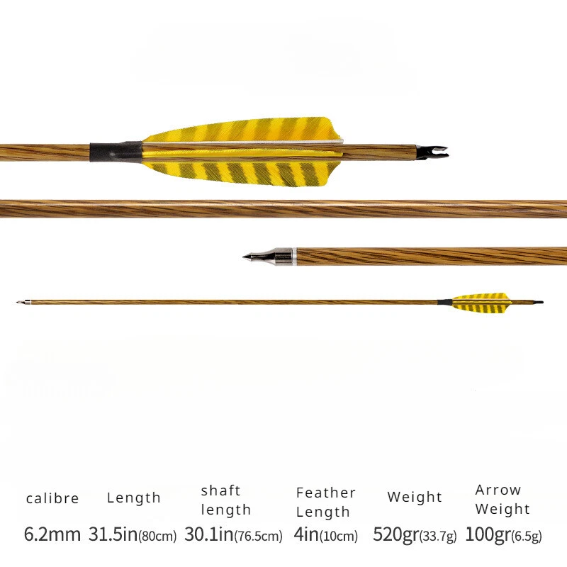 6/12pcs 31" Carbon Arrows SP500 Feather Compound Recurve Bow Hunting Target - Image 2 of 4