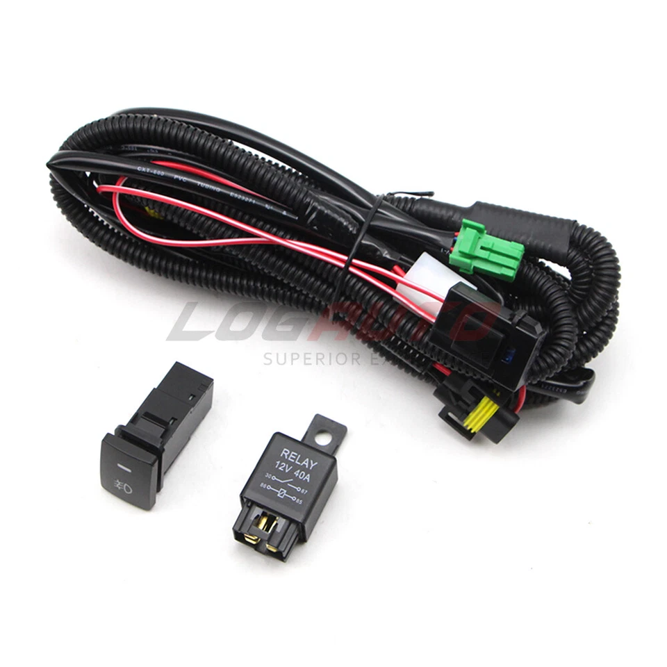 For Toyota Lexus Jeep Nissan H11 Fog Light Wiring Harness LED Lamp Relay Switch - Image 3 of 4