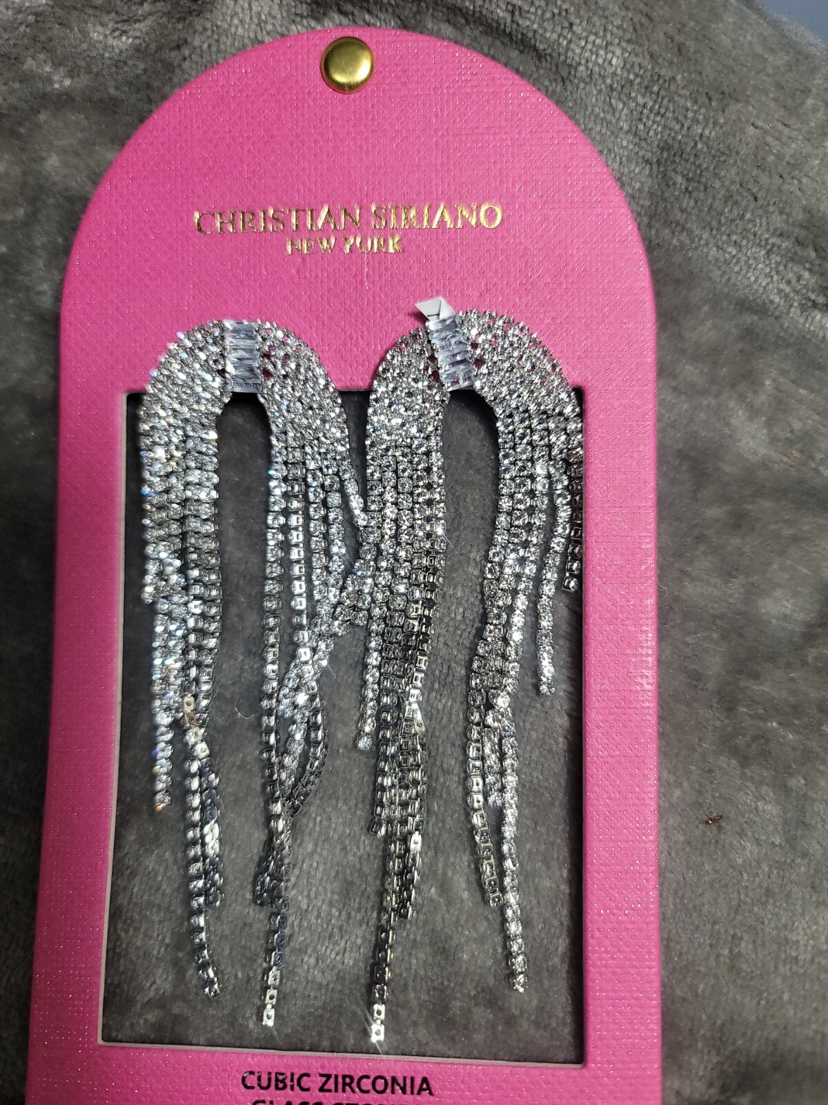 Christian Siriano Cubic Zirconia Earrings Tassel Glass Stones eBay