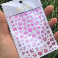 Weihnachts-Nagelkunst-Aufkleber Abziehbilder WeißE Schneeflocken Glitzer Gel- ▽