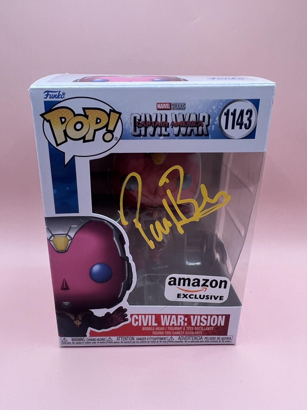 PAUL BETTANY SIGNED VISION AVENGERS CIVIL WAR FUNKO POP - BECKETT COA