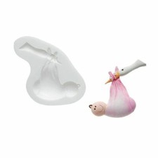 Stampo in silicone Cicogna con neonato per sapone gesso resina polvere ceramica