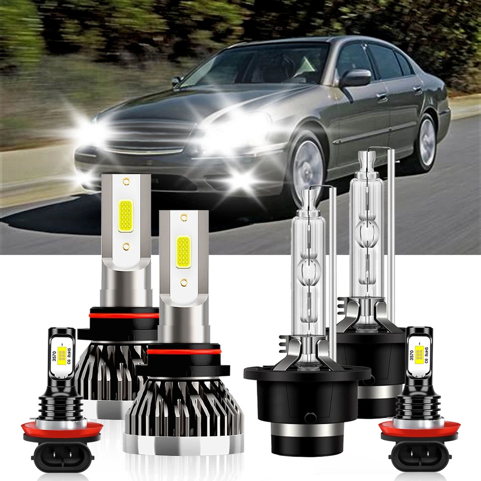 6x Faros LED Alto Bajo + Bombillas Antiniebla 6000K Para Infiniti Q45 2005-2006 Foto 2 de 4