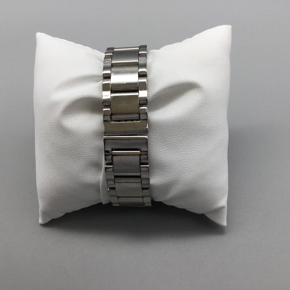 Reloj Emporio Armani Mujer 24mm Tono Plateado Fecha Tanque 50M AR-0148 Esfera Negra 6" Foto 3 de 4