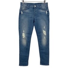 7 For All Mankind Josefina Skinny Boyfriend Jeans Womens 28 Blue Distressed
