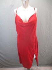 NWT D M Size S Womens Red Lightweight Front Slit Mini Cami Night Slip Dress 531