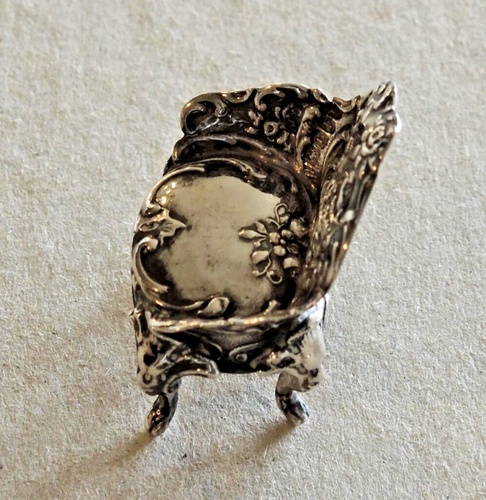 MINIATURE STERLING SILVER VICTORIAN ARM CHAIR IMPORT MARKS H/M 1899 DOLL HOUSE - Picture 4 of 7