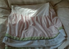Kidsline Pink White Green Nursery Crib Skirt Ladybug Dragonfly Velour Chenille