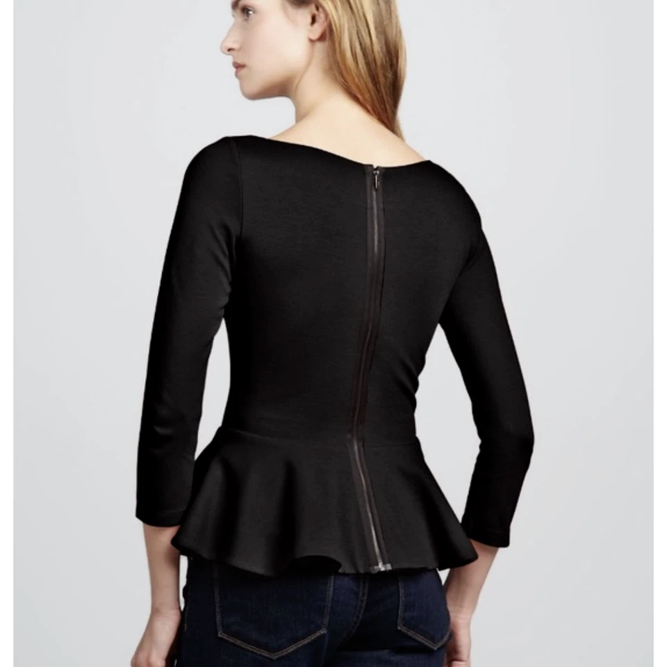 Алиса + Оливия работает женщин черный пеплум верхняя рубашка размер S эластичной блузка - Изображение 2 из 4