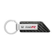 Honda Civic Type-R Carbon Fiber Texture Black Leather Strap Key Chain