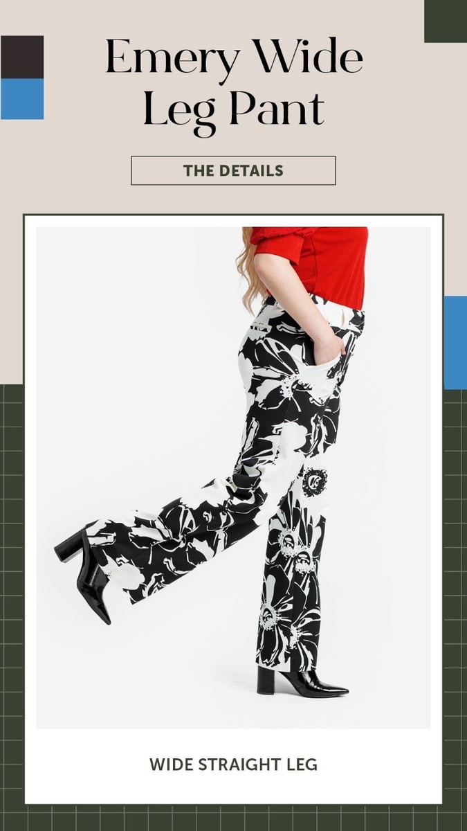 LuLaRoe 2XL EMERY Wide Leg Work Pant Black White Floral | eBay