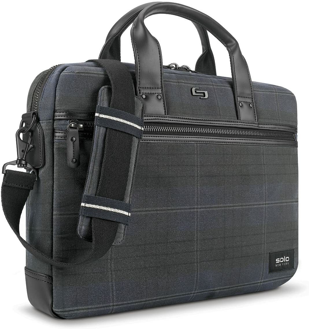Solo Bryce Slim Brief Waxed Canvas Blue Plaid