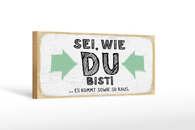 Holzschild Spruch 27x10 cm Sei, wie du bist. Es kommt sowie so raus Schild