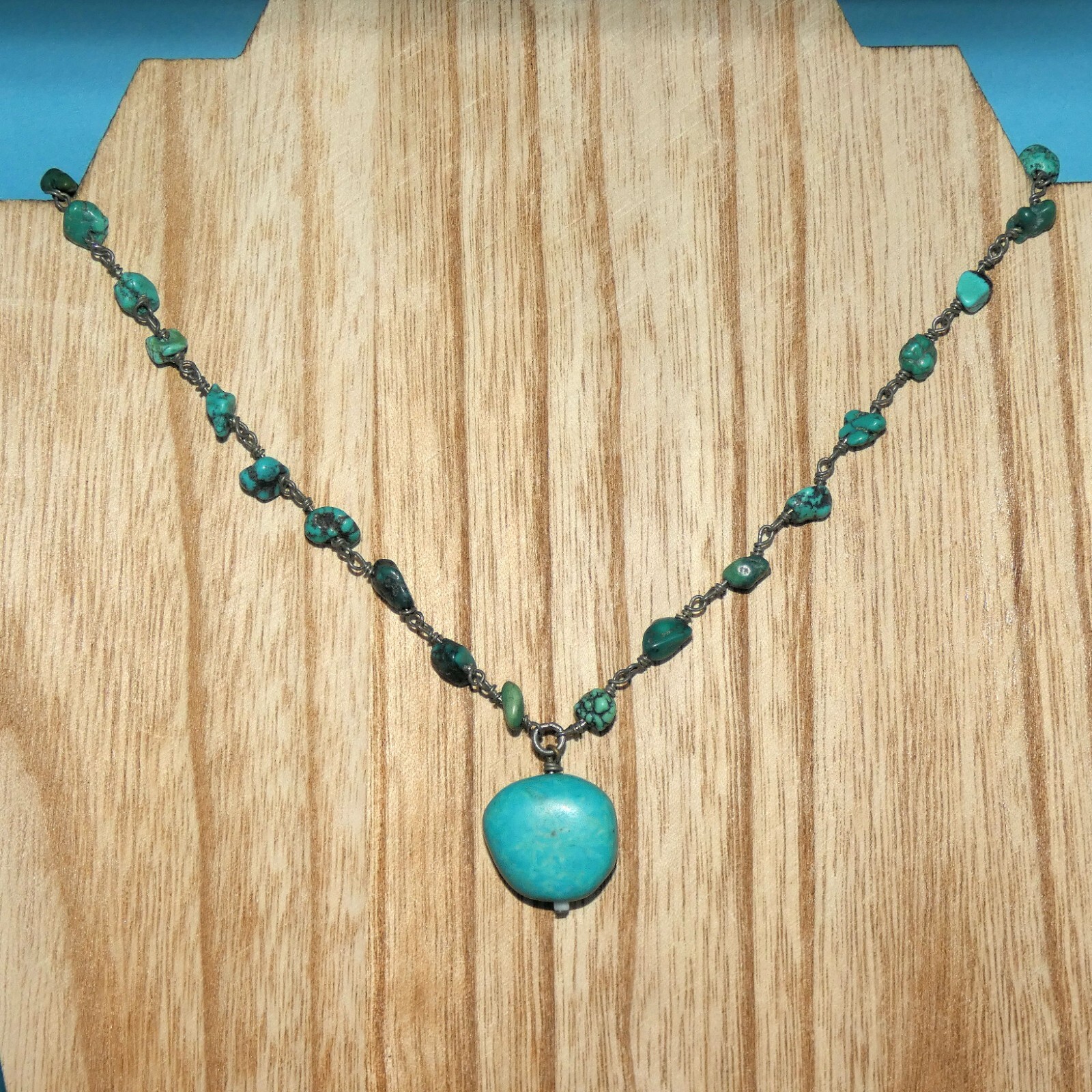 Vintage Faux Turquoise Necklace Nuggets Chips Southwest Western Silver Tone eBay